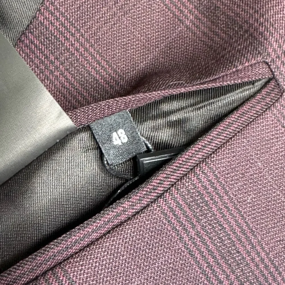 NWT THE KOOPLES Men’s Burgundy Checked Wool 2 Button Blazer Suit Jacket